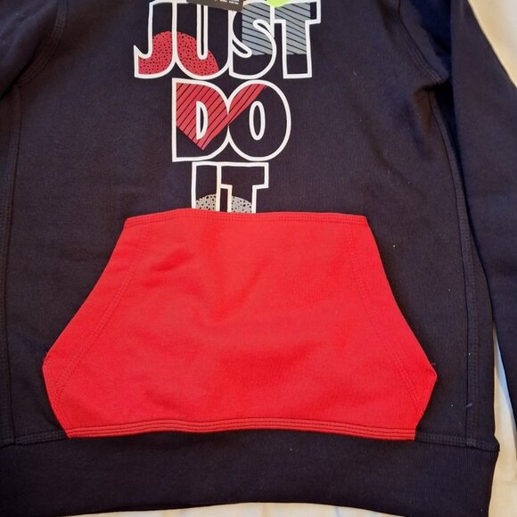 Nike Just Do It Youth Boys Sweatshirt Hoodie  Pullover Black Size Medium - Picture 2 of 6